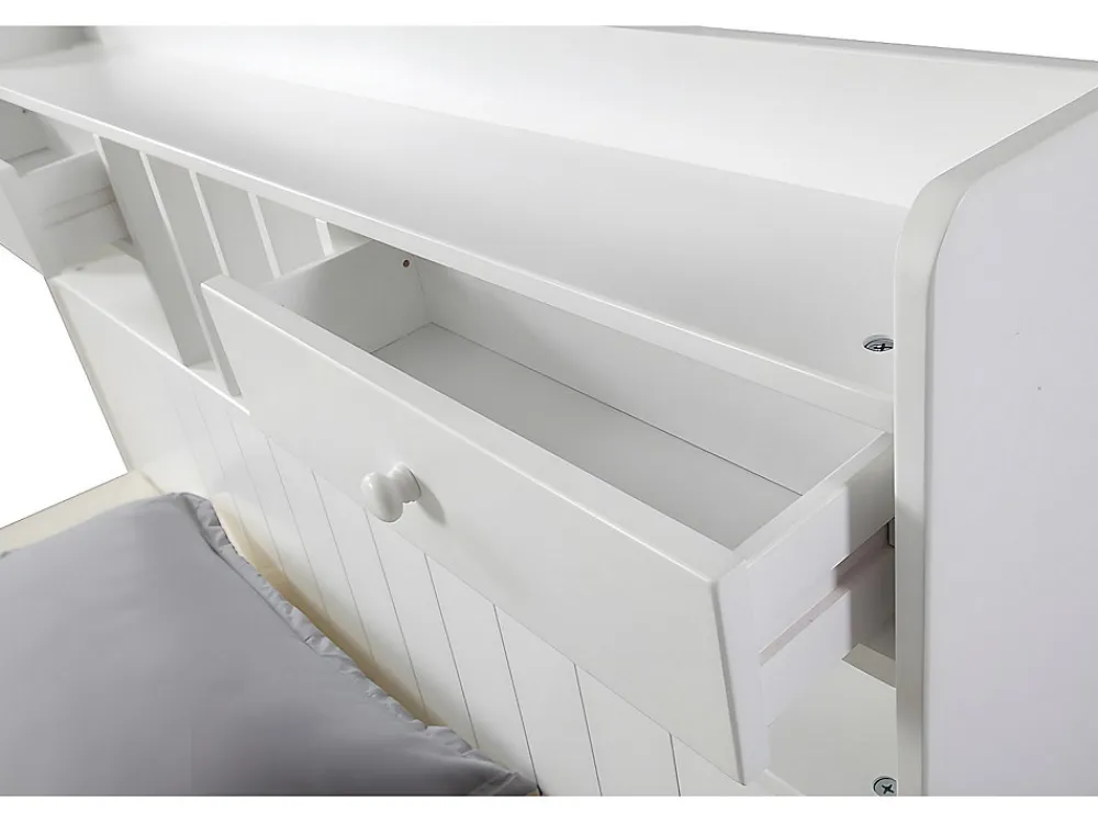Lit avec rangements 140 x 190 cm - Blanc - MEDERICK>Vente-unique