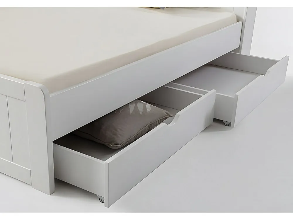 Lit avec rangements 140 x 190 cm - Blanc - MEDERICK>Vente-unique