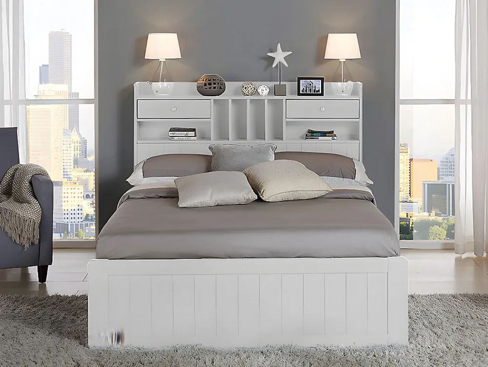 Lit avec rangements 140 x 190 cm - Blanc - MEDERICK>Vente-unique