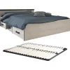 Lit avec rangements 140 x 190 cm - 2 tiroirs et 1 niche - Coloris : Naturel + Sommier - PABLO>Vente-unique Online