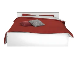 Lit avec rangements 140 x 190 cm - 2 tiroirs et 1 niche - Coloris : Blanc + Sommier - PABLO><noscript><img width=
