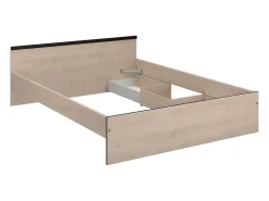Vente-unique Lit avec rangements 140 x 190 cm - 2 tiroirs et 1 niche - Coloris : Naturel - PABLO* Ensemble Sommier Et Matelas