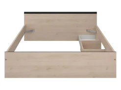 Vente-unique Lit avec rangements 140 x 190 cm - 2 tiroirs et 1 niche - Coloris : Naturel - PABLO* Ensemble Sommier Et Matelas