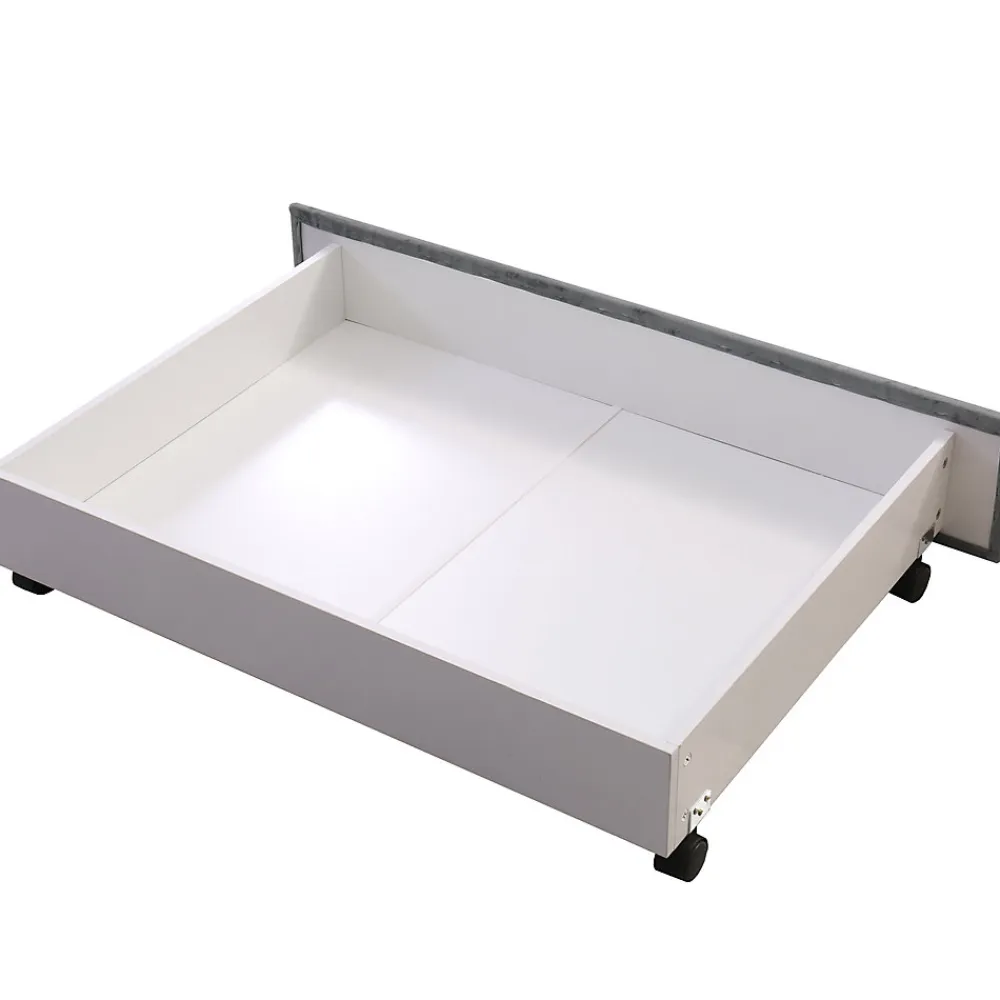 Lit avec Rangements 140x200, Lit Double Capitonné avec 2 Tiroirs, Velours Gris>Okwish Discount