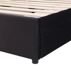 Okwish Lit avec Rangements 140x200, Lit Double Capitonné avec 2 Tiroirs, Velours Noir* Lit Avec Rangement