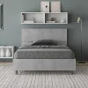 Ityhome Lit avec sommier à lattes 120x190, tête de lit inclinée Demas en béton* Lit Coffre