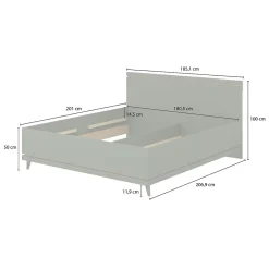 Meublorama Lit avec sommier NOKI 180x200 cm chene clair et moka Style scandinave* Lit Double