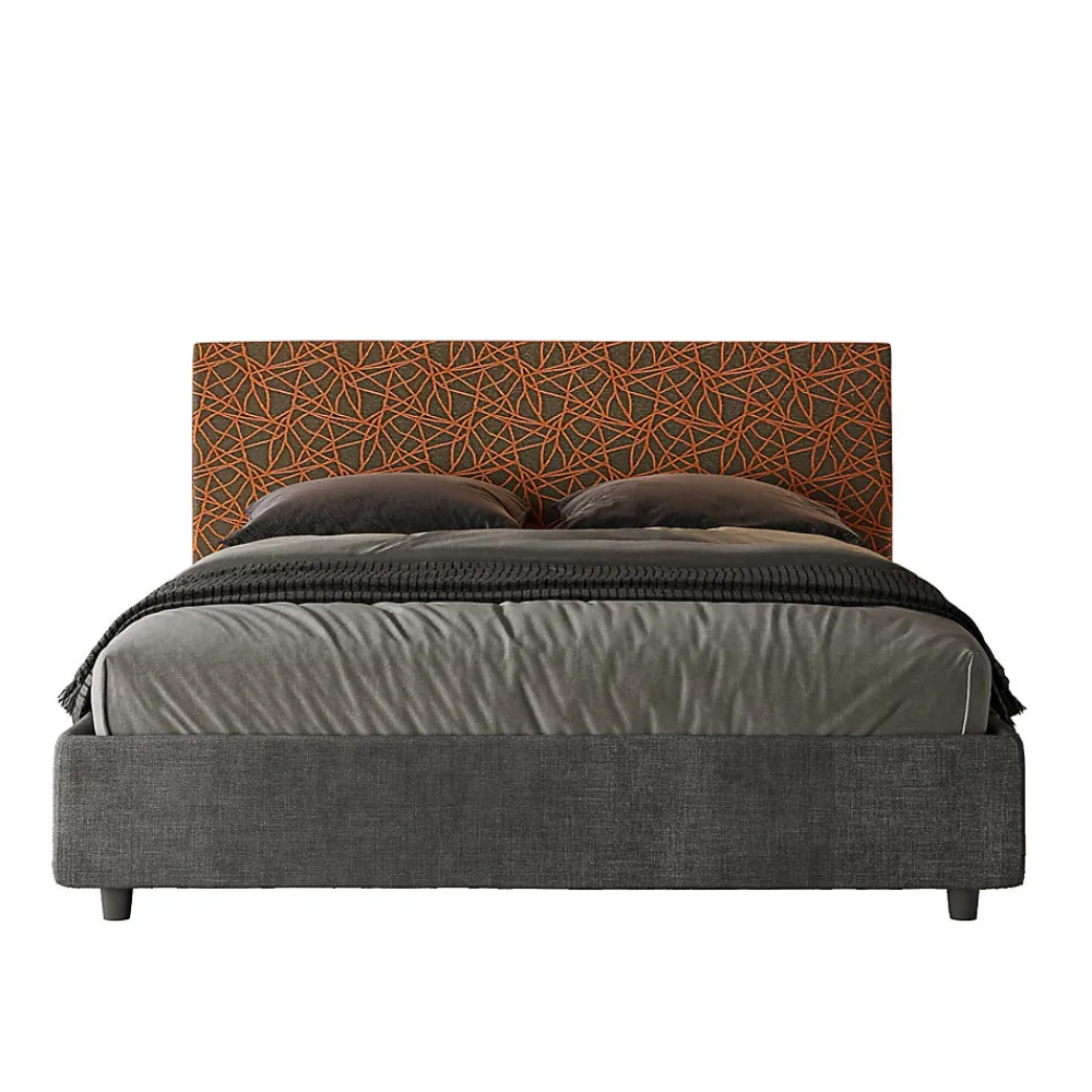 Lit avec sommier rembourré 160x200 tissu Era 04 orange Arla>Ityhome Hot