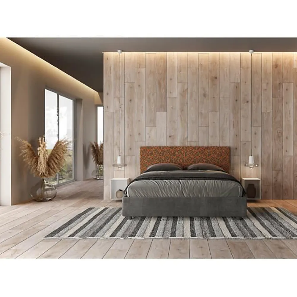Lit avec sommier rembourré 160x200 tissu Era 04 orange Arla>Ityhome Hot