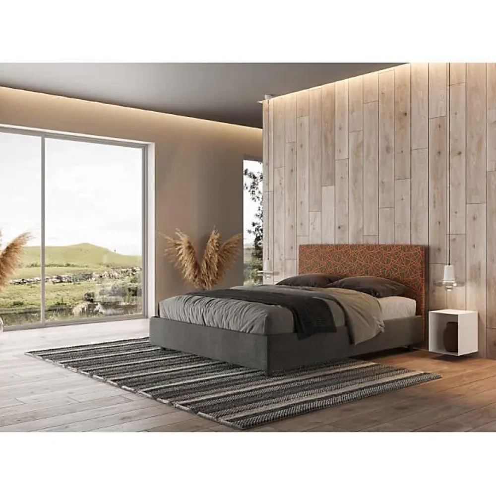 Lit avec sommier rembourré 160x200 tissu Era 04 orange Arla>Ityhome Hot