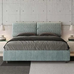 Lit avec sommier rembourré 160x200 Aragona 7 tissu bleu clair Mados>Ityhome Sale