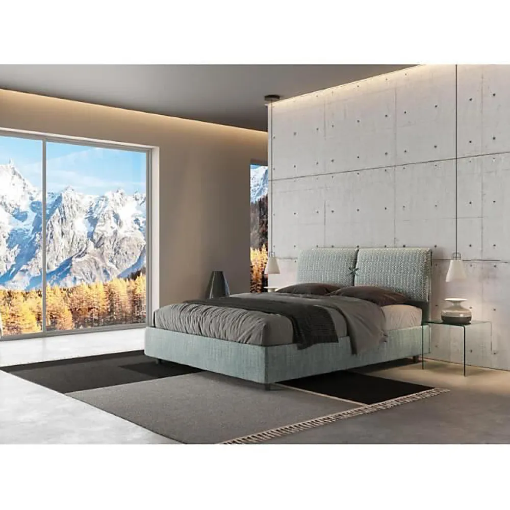 Lit avec sommier rembourré 160x200 Aragona 7 tissu bleu clair Mados>Ityhome Sale