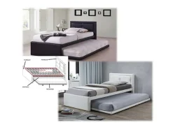 Lit avec tiroir-lit RODAN 90x200 cm en simili cuir coloris noir, sommier inclus.><noscript><img width=