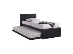 Lit avec tiroir-lit RODAN 90x200 cm en simili cuir coloris noir, sommier inclus.><noscript><img width=