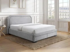 Lit avec tiroirs 140 x 190 cm - Tissu - Gris clair - INASTO><noscript><img width=
