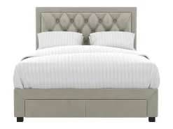 Vente-unique Lit avec tiroirs 180 x 200 cm - Tissu velours - Beige + Matelas - LEOPOLD* Lit Avec Rangement