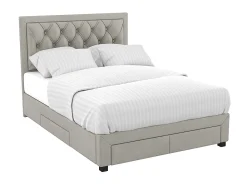 Vente-unique Lit avec tiroirs 180 x 200 cm - Tissu velours - Beige - LEOPOLD* Lit Avec Rangement