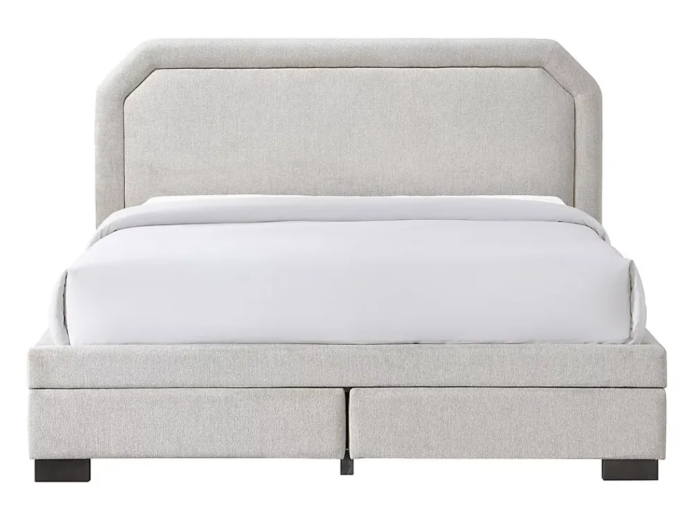 Vente-unique Lit avec tiroirs 180 x 200 cm - Tissu - Beige - INASTO* Lit Avec Rangement