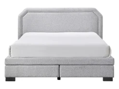 Lit avec tiroirs 140 x 190 cm - Tissu - Gris clair + Matelas - INASTO><noscript><img width=