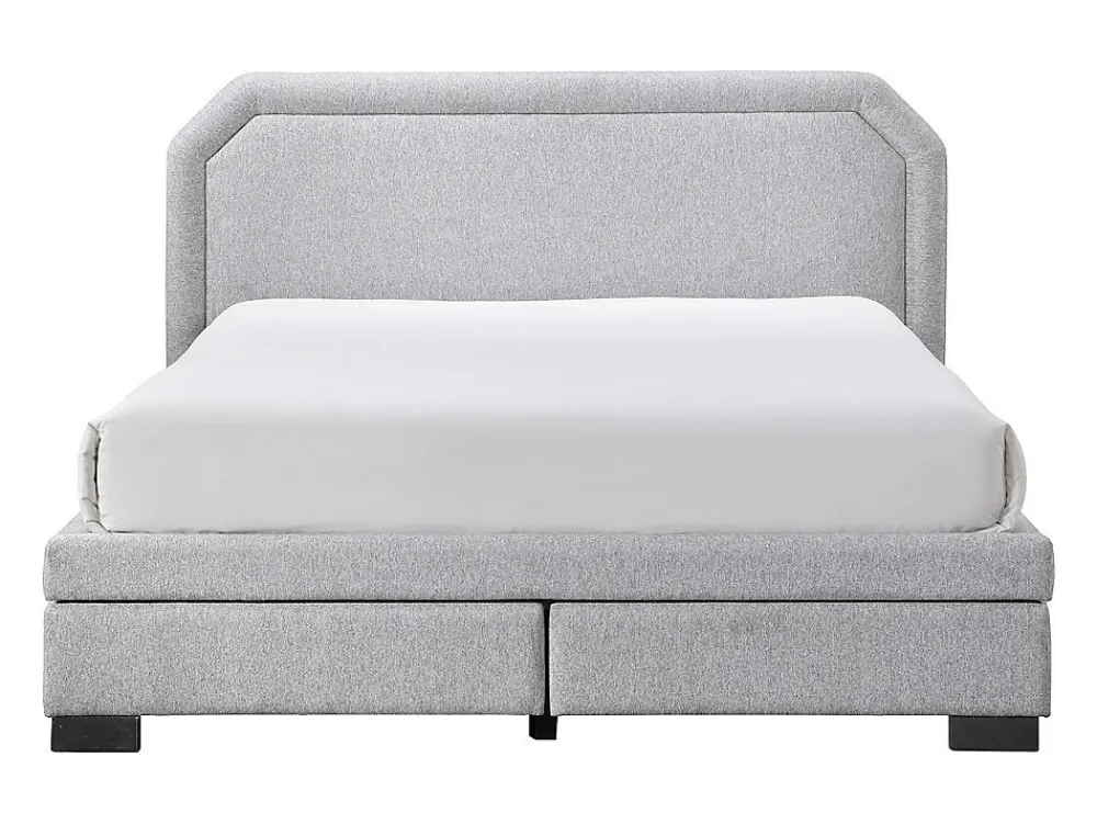 Lit avec tiroirs 140 x 190 cm - Tissu - Gris clair + Matelas - INASTO>Vente-unique Clearance