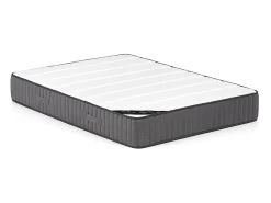 Lit avec tiroirs 160 x 200 cm - Tissu - Beige + Matelas - LEOPOLD><noscript><img width=