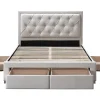 Vente-unique Lit avec tiroirs 160 x 200 cm - Tissu - Beige - LEOPOLD* Lit Avec Rangement