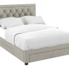 Vente-unique Lit avec tiroirs 140 x 190 cm - Tissu velours - Beige - LEOPOLD* Lit Avec Rangement