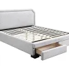 Vente-unique Lit avec tiroirs 160 x 200 cm - Tissu - Gris clair + Matelas - INASTO* Lit Avec Rangement