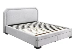 Vente-unique Lit avec tiroirs 160 x 200 cm - Tissu - Gris clair + Matelas - INASTO* Lit Avec Rangement