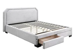 Vente-unique Lit avec tiroirs 160 x 200 cm - Tissu - Gris clair - INASTO* Lit Avec Rangement