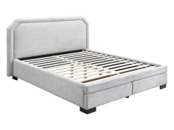 Lit avec tiroirs 180 x 200 cm - Tissu - Gris clair + Matelas - INASTO><noscript><img width=