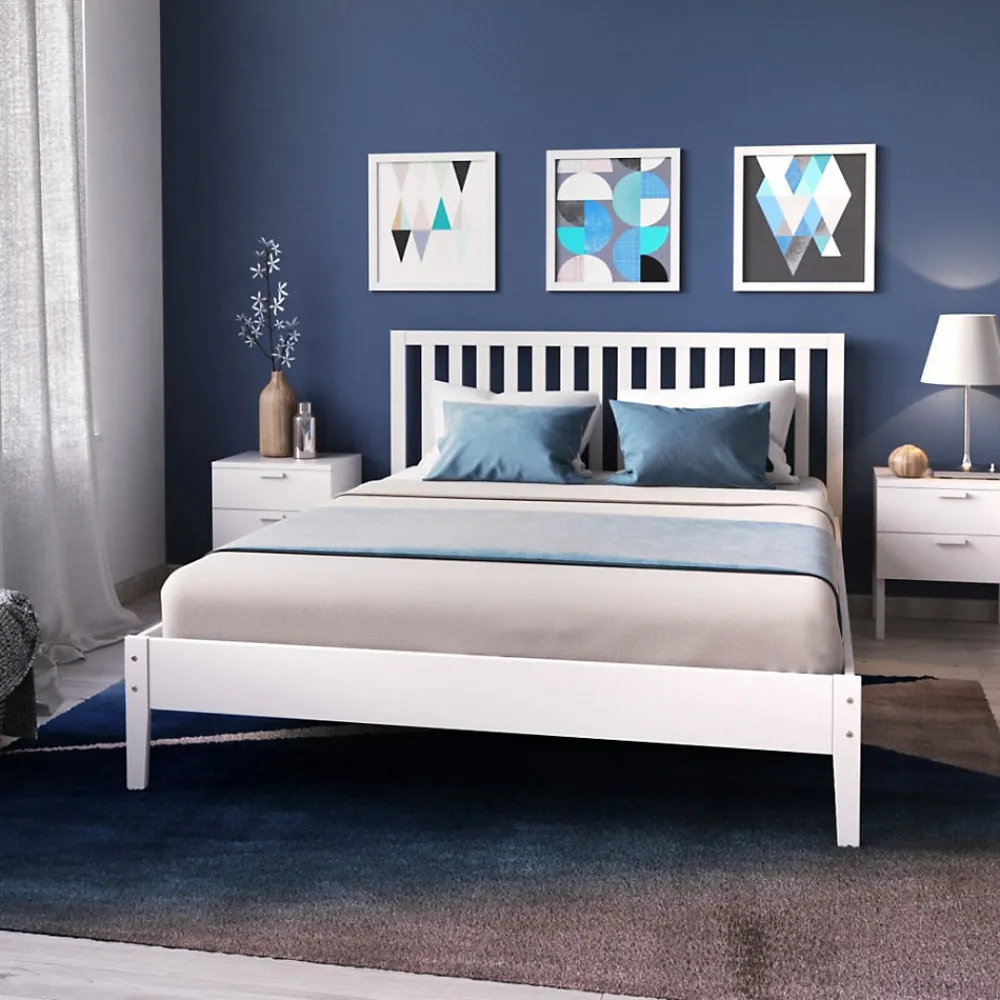 Weber Industries Lit avec tête à barreaux PARKER 160 x 200 cm / Blanc* Lit Double