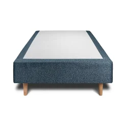 Lit avec tête de lit bouclette et sommier tapissier - Lit en bois massif><noscript><img width=