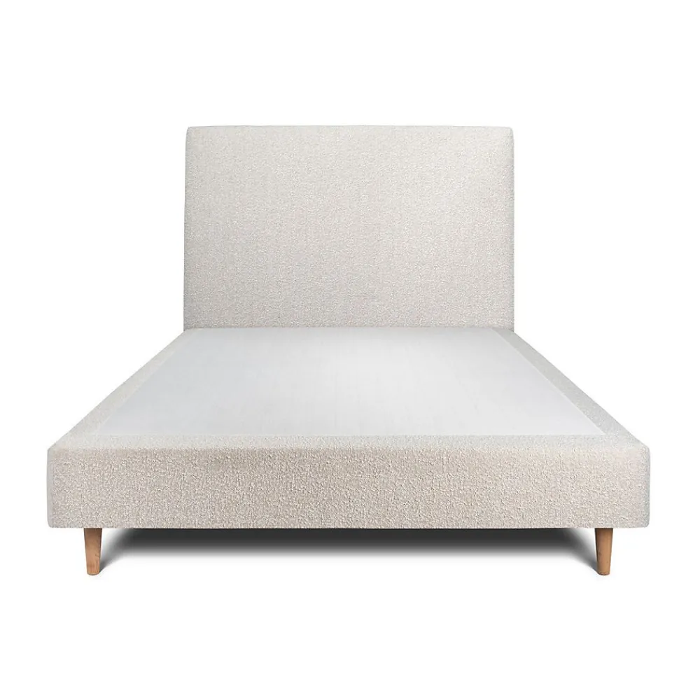 Lit avec tête de lit bouclette et sommier tapissier - Lit en bois massif>Sommeil De Plomb New