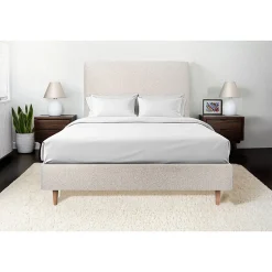 Lit avec tête de lit bouclette et sommier tapissier - Lit en bois massif>Sommeil De Plomb Online