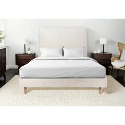 Lit avec tête de lit bouclette et sommier tapissier - Lit en bois massif>Sommeil De Plomb Hot