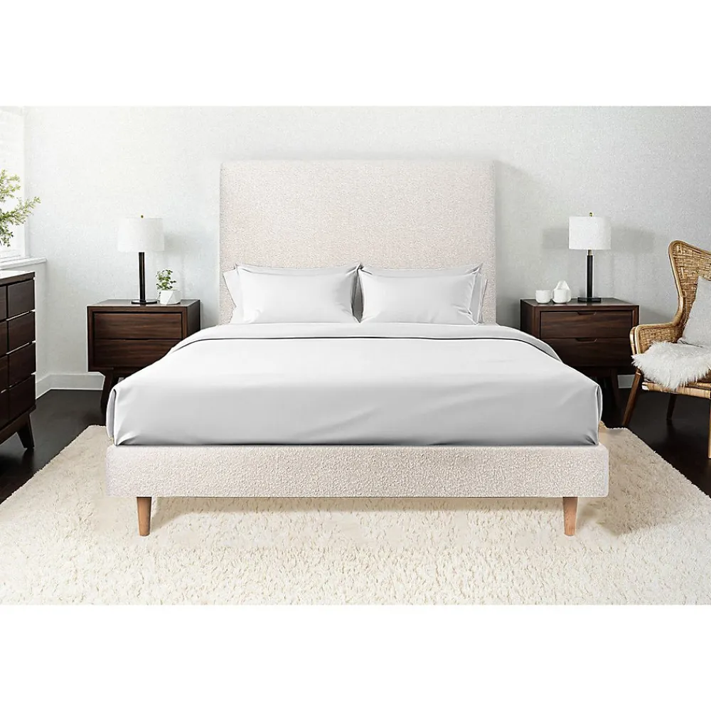 Lit avec tête de lit bouclette et sommier tapissier - Lit en bois massif>Sommeil De Plomb Hot