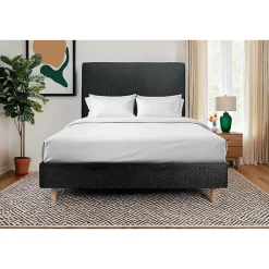 Lit avec tête de lit bouclette et sommier tapissier - Lit en bois massif>Sommeil De Plomb Hot
