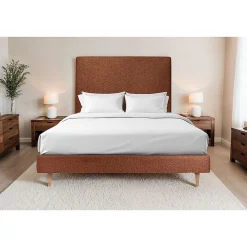 Lit avec tête de lit bouclette et sommier tapissier - Lit en bois massif>Sommeil De Plomb