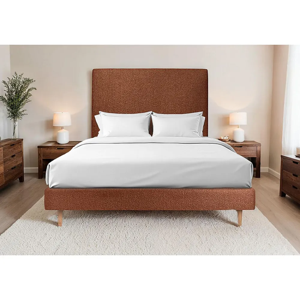 Lit avec tête de lit bouclette et sommier tapissier - Lit en bois massif>Sommeil De Plomb