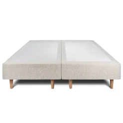 Lit avec tête de lit bouclette et sommier tapissier - Lit en bois massif><noscript><img width=