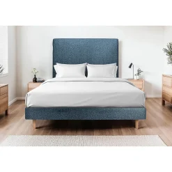 Lit avec tête de lit bouclette et sommier tapissier - Lit en bois massif>Sommeil De Plomb Clearance
