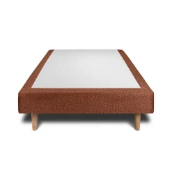 Lit avec tête de lit bouclette et sommier tapissier - Lit en bois massif><noscript><img width=