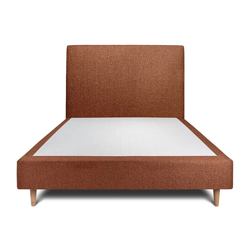 Lit avec tête de lit bouclette et sommier tapissier - Lit en bois massif>Sommeil De Plomb Outlet