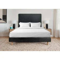 Lit avec tête de lit bouclette et sommier tapissier - Lit en bois massif>Sommeil De Plomb Hot
