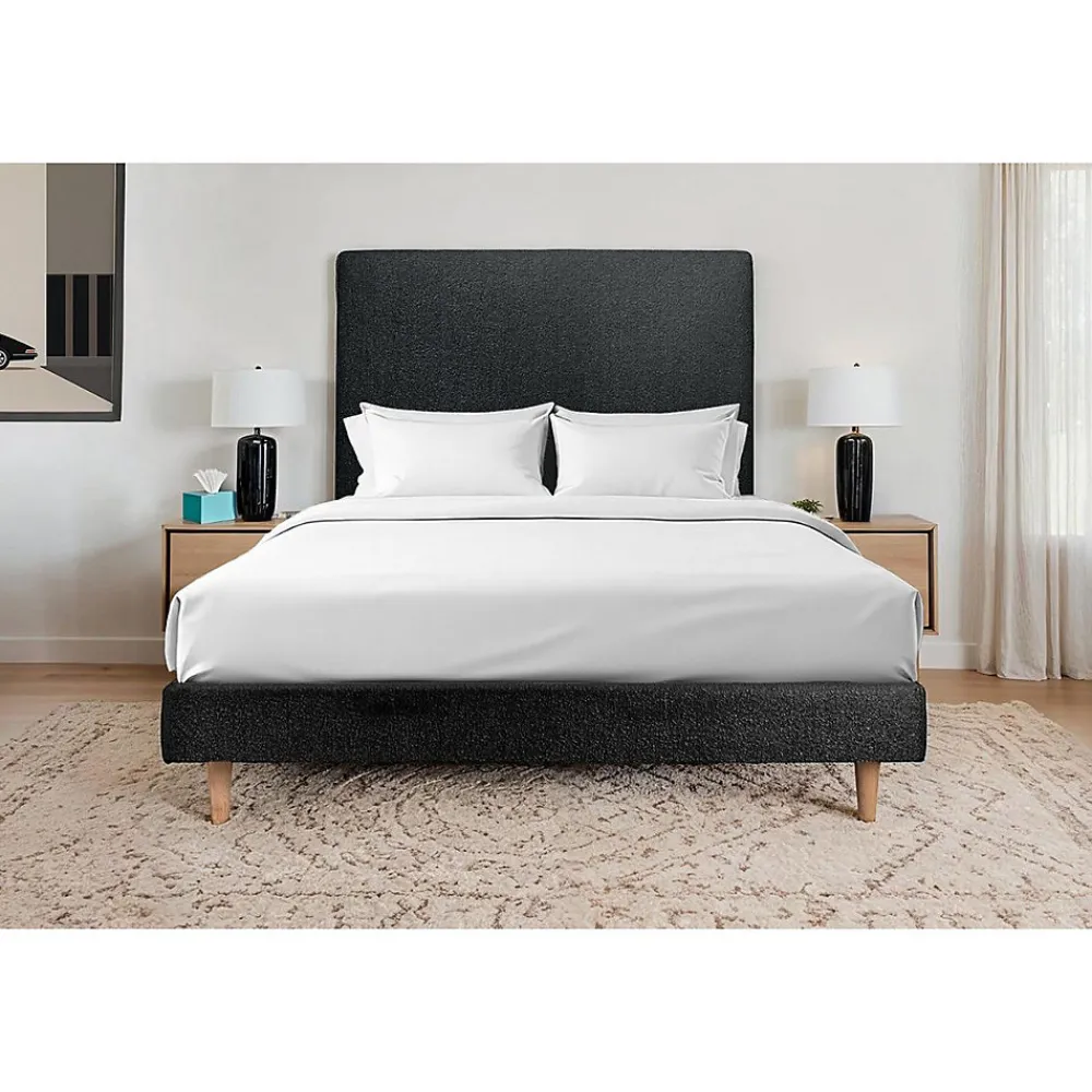 Lit avec tête de lit bouclette et sommier tapissier - Lit en bois massif>Sommeil De Plomb Hot
