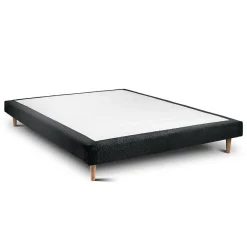 Lit avec tête de lit bouclette et sommier tapissier - Lit en bois massif><noscript><img width=