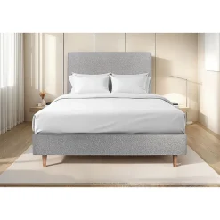 Lit avec tête de lit bouclette et sommier tapissier - Lit en bois massif>Sommeil De Plomb Sale
