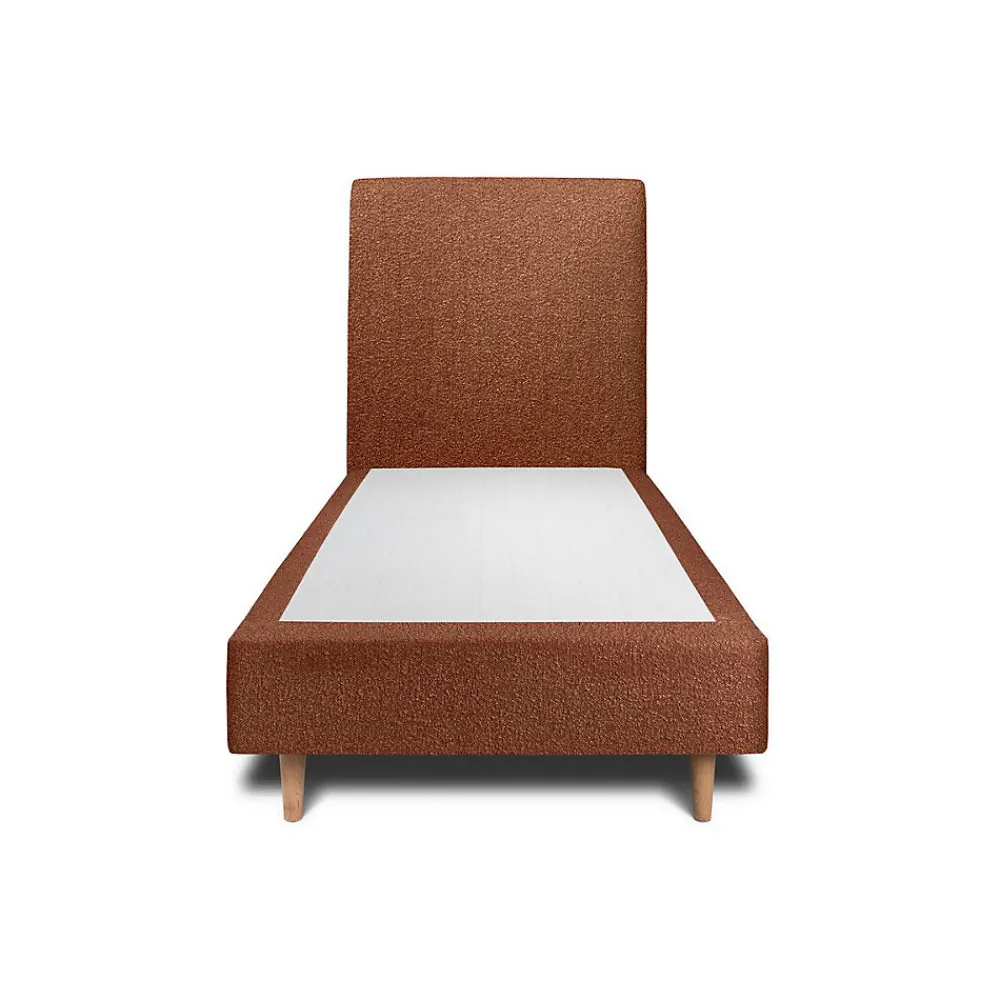 Lit avec tête de lit bouclette et sommier tapissier - Lit en bois massif>Sommeil De Plomb Outlet