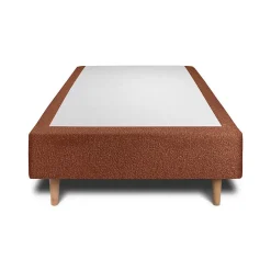Lit avec tête de lit bouclette et sommier tapissier - Lit en bois massif><noscript><img width=